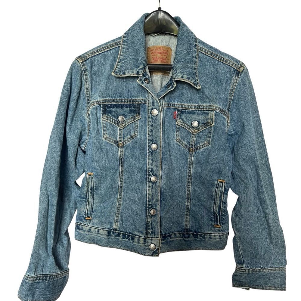 Levi's Women's Faded Blue Denim Jacket Full Metal Snap Size Medium